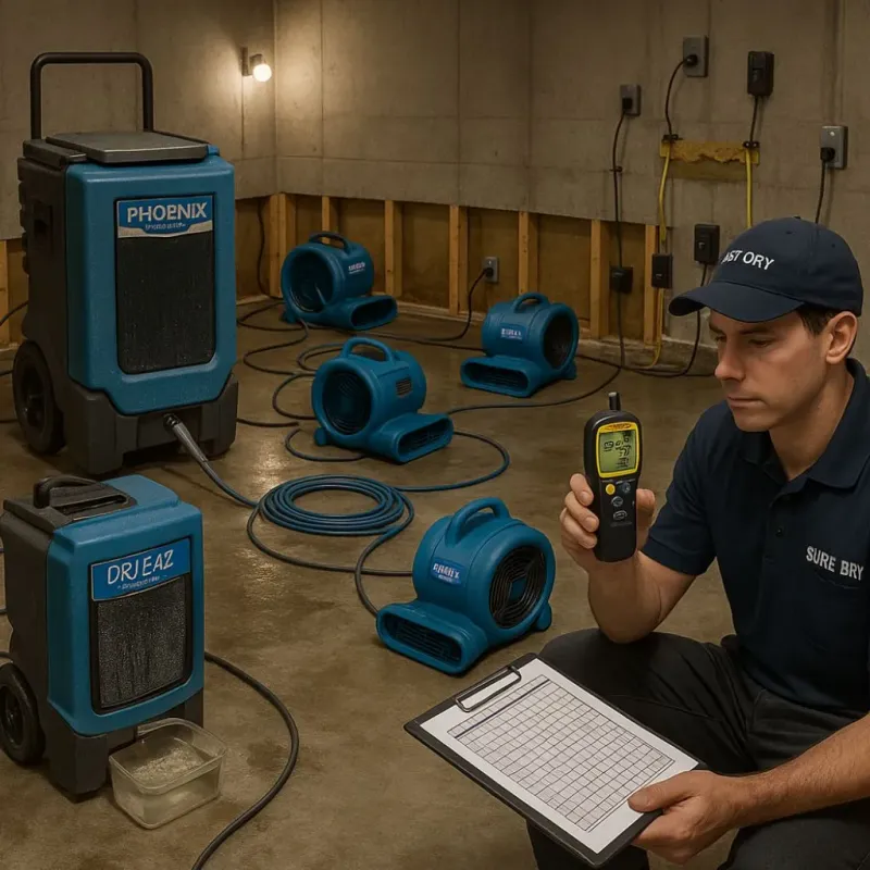 Structural Drying and Dehumidification process in De Witt, AR